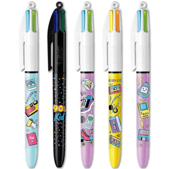 Stylo Bille Vintage ICO 4 Couleurs (Vert, Rouge, Bleu, Noir) – Chrome, Fabrication Hongroise