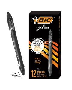 BIC Gel-ocity Retractable Quick Dry Gel Pen, Medium Point, Black, 12-Count