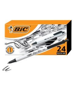 BIC Clic Stic Black Ballpoint Pens, Medium Point (1.0mm), 24-Count