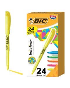 BIC Brite Liner Highlighters, Chisel Tip, 24-Count Pack of Assorted Colors