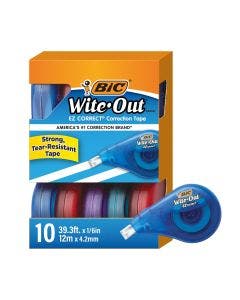 BIC Wite-Out Brand EZ Correct Correction Tape, White, 10 Pack