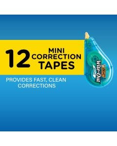 BIC Wite-Out Brand Mini Correction Tape, White, 12-Count