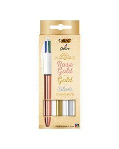 BIC 4 Couleurs Stylos Métallisés x3