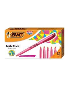 BIC Brite Liner Pink Highlighters, Chisel Tip, 12-Count Pack