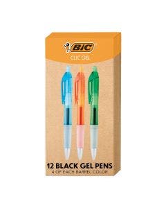 BIC Intensity Clic Black Gel Pens, 12-Count