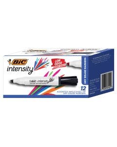 BIC Intensity Low Odor Dry Erase Marker, 12 Pack, Chisel Tip, Assorted Colors