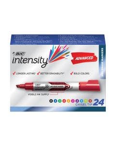 BIC Intensity Advanced Dry Erase Marker, Chisel Tip, Assorted Colors, 24 Pack