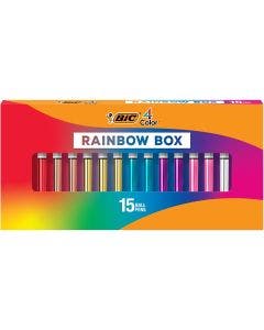 BIC 4-Color Rainbow Shine Limited Edition Set, Box of 15 Pens, Retractable Ball Pens, Medium Point (1.0mm)