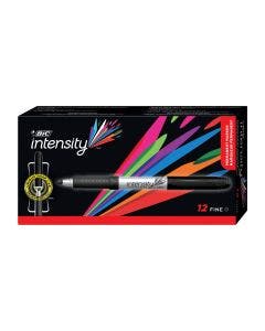 BIC Intensity Permanent Markers, Fine Point, Black, 12-Count
