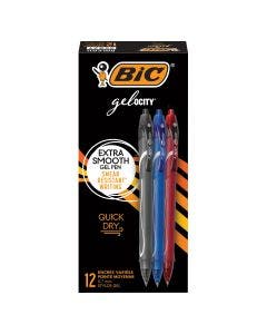 BIC Gel-ocity Retractable Quick Dry Gel Pen, Medium Point, Assorted, 12-Count