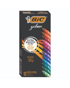 BIC Gel-Ocity Quick Dry Gel Pens, Medium Point (0.7mm) Assorted Colors, 12-Count