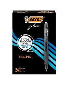 BIC Gel-ocity Original Retractable Gel Pen, 0.7 mm Point, Black, 24-Count