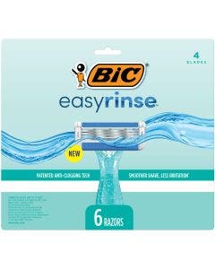 BIC EasyRinse Anti-Clogging Women's Disposable Razors, 6-Pack