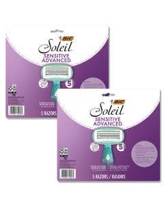 BIC Soleil Sensitive Advanced Women's Disposable Razor Five Blade,  Assorted, 10 Count