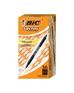 BIC Soft Feel Retractable Ball Point Pen Medium, Black Ink, 36 Pack
