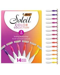 BIC Soleil Smooth Colors Women's Disposable Razors, 3 Blades, 14 Count