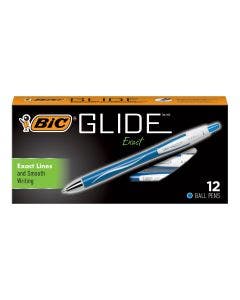 BIC Glide Exact Retractable Ball Point Pen, Blue, 12 Pack