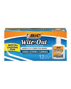 BIC Wite-Out Brand Quick Dry Correction Fluid, 20 ml Bottles, 12-Count