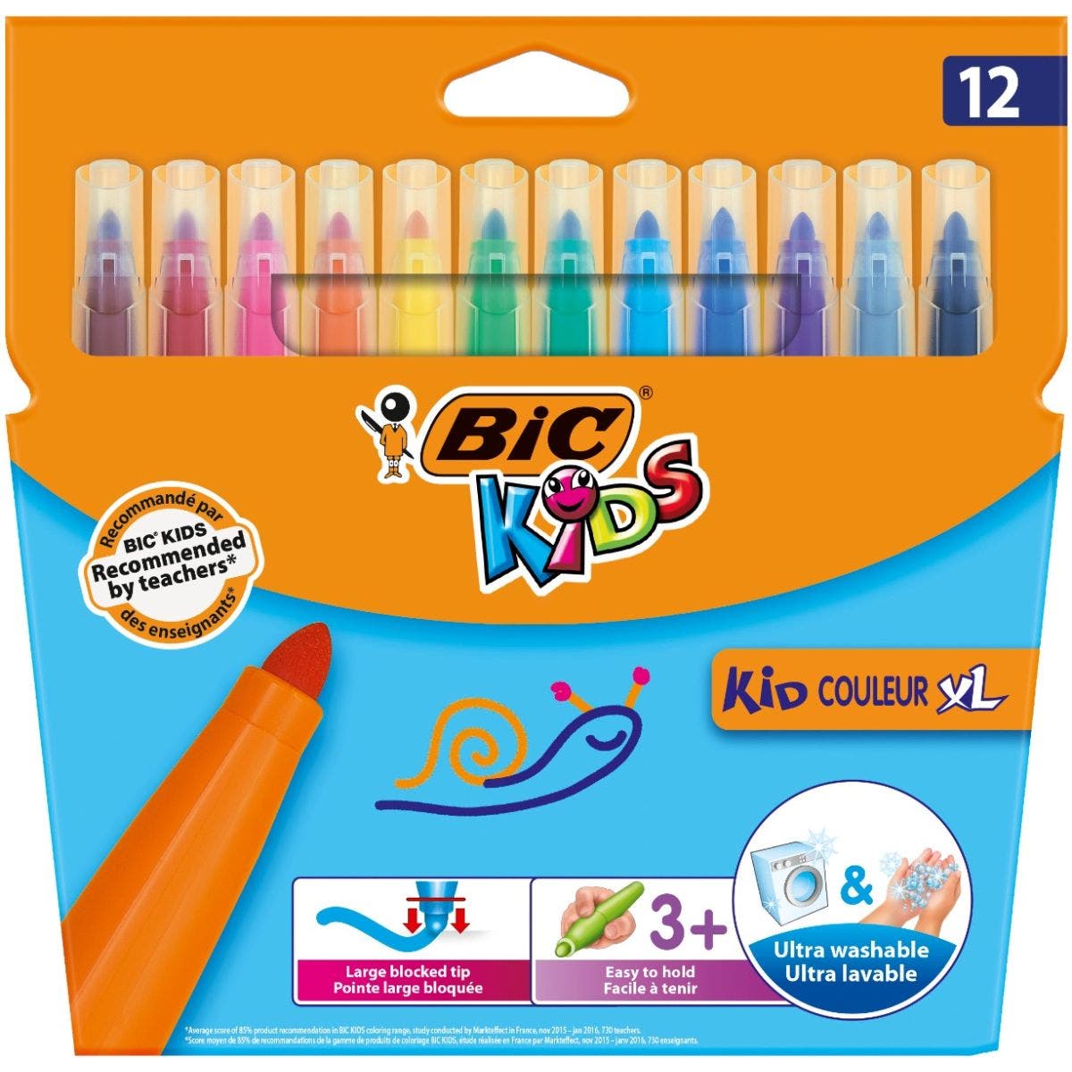 BIC Kids Feutres de Coloriage Couleur XL - Pack de 12 BIC
