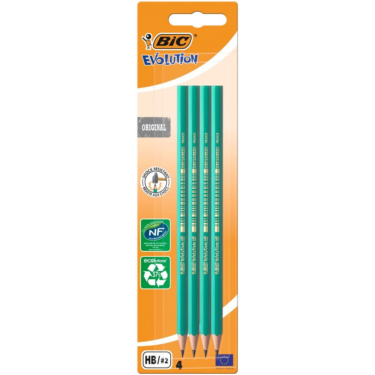 12 crayons bois HB sans gomme Evolution Bic, le lot - Porte mines