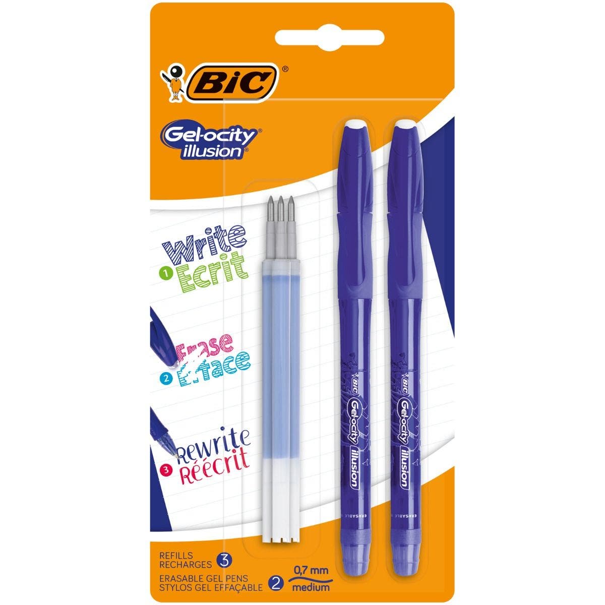 Bic Gel-ocity Illusion - stylo-bille à encre gel & 2 recharges