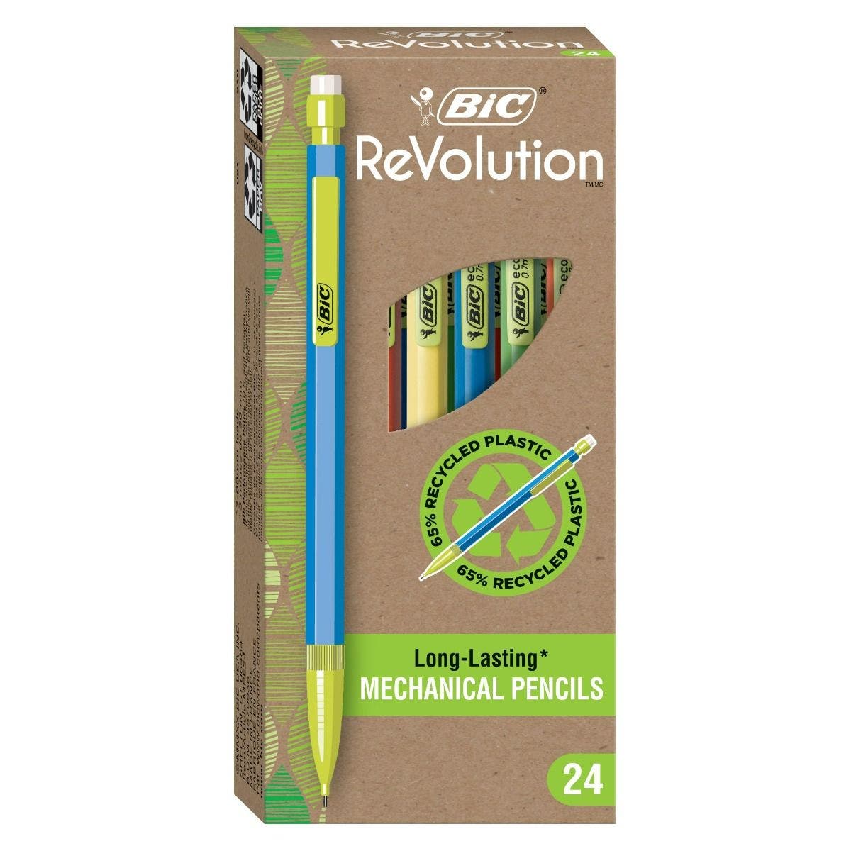 BIC ReVolution Xtra Life Mechanical Pencil, Black, 24 Pack