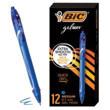 BIC Gel-ocity Retractable Quick Dry Gel Pen, Medium Point, Blue, 12-Count