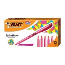 BIC Brite Liner Pink Highlighters, Chisel Tip, 12-Count Pack