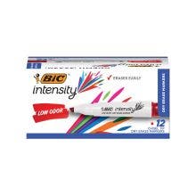 BIC Intensity Low Odor Dry Erase Marker, 12 Pack, Chisel Tip, Red
