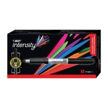 BIC Intensity Permanent Markers, Fine Point, Black, 12-Count