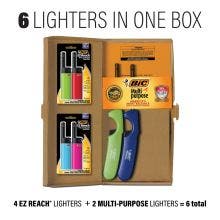 BIC Lighter Combination Pack, 2 Multi-Purpose and 4 EZ Reach