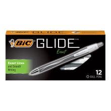 BIC Glide Exact Retractable Ball Point Pen, Black, 12 Pack