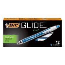 BIC Glide Exact Retractable Ball Point Pen, Blue, 12 Pack