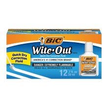 BIC Wite-Out Brand Quick Dry Correction Fluid, 20 ml Bottles, 12-Count