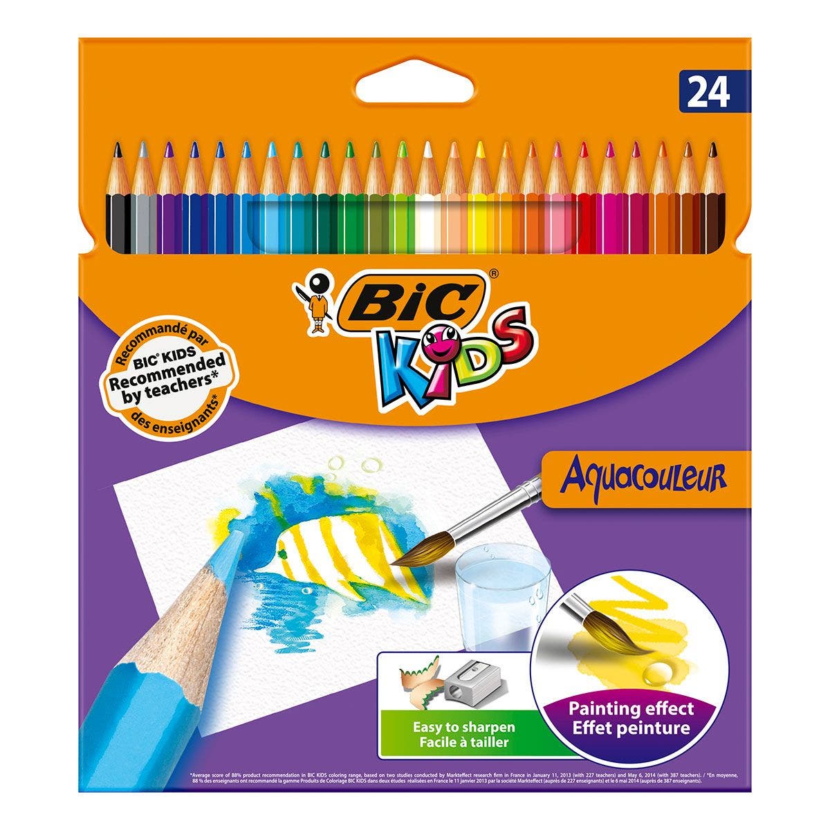 BIC Kids Aqua Crayons de Couleur Pack de 24 BIC