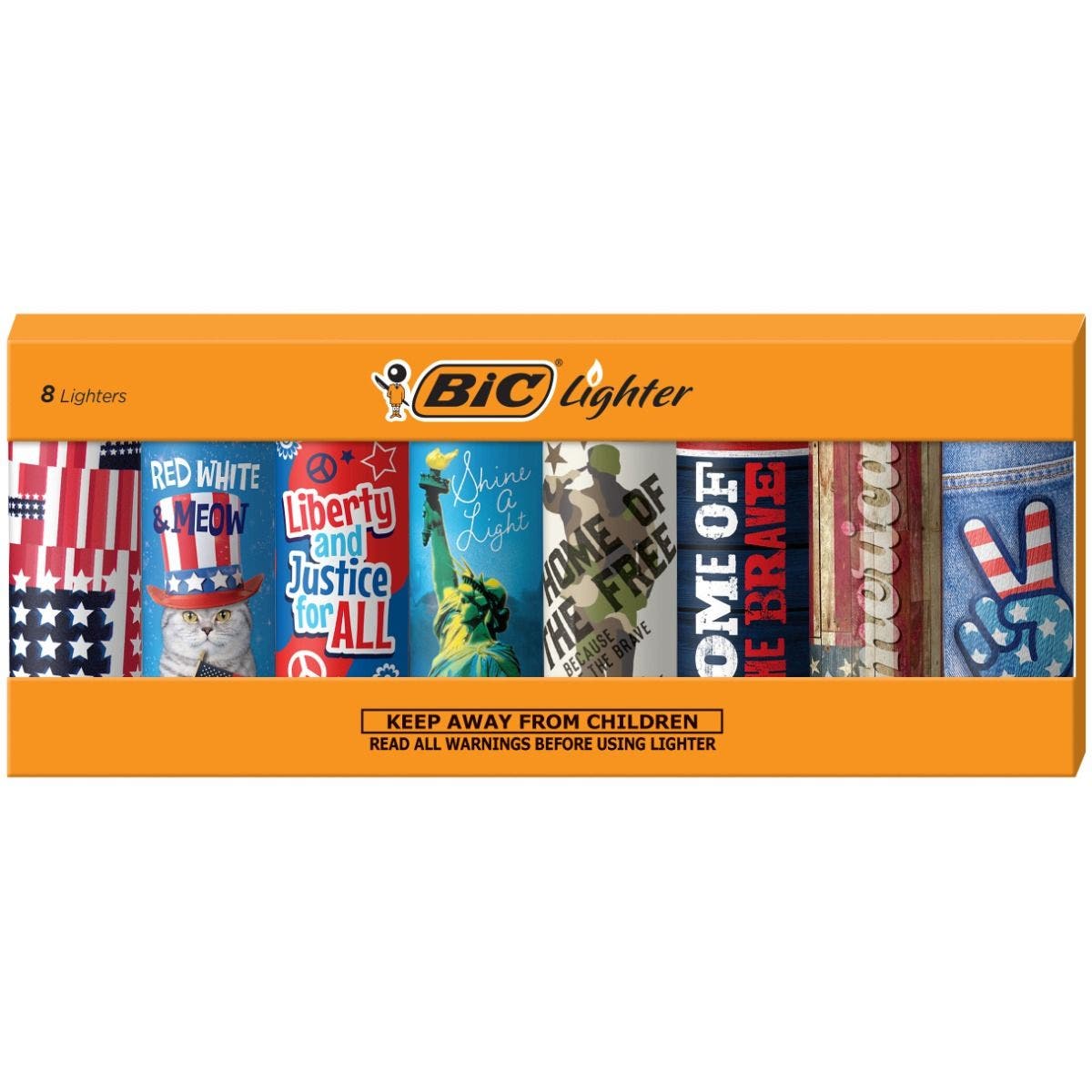 BIC Special Edition Americana Series Pocket Lighters, Assorted 8-Pack