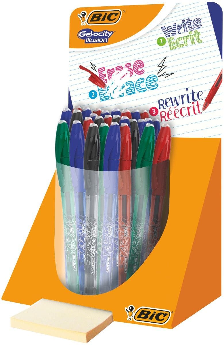 BIC Gel-ocity Illusion Stylos Effaçables Pointe Moyenne (0,7 Mm