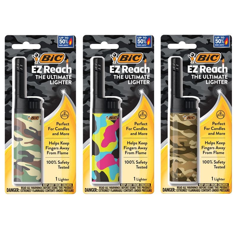 BIC EZ Reach Camouflage Series Lighters, Assorted, 3-Pack - BIC