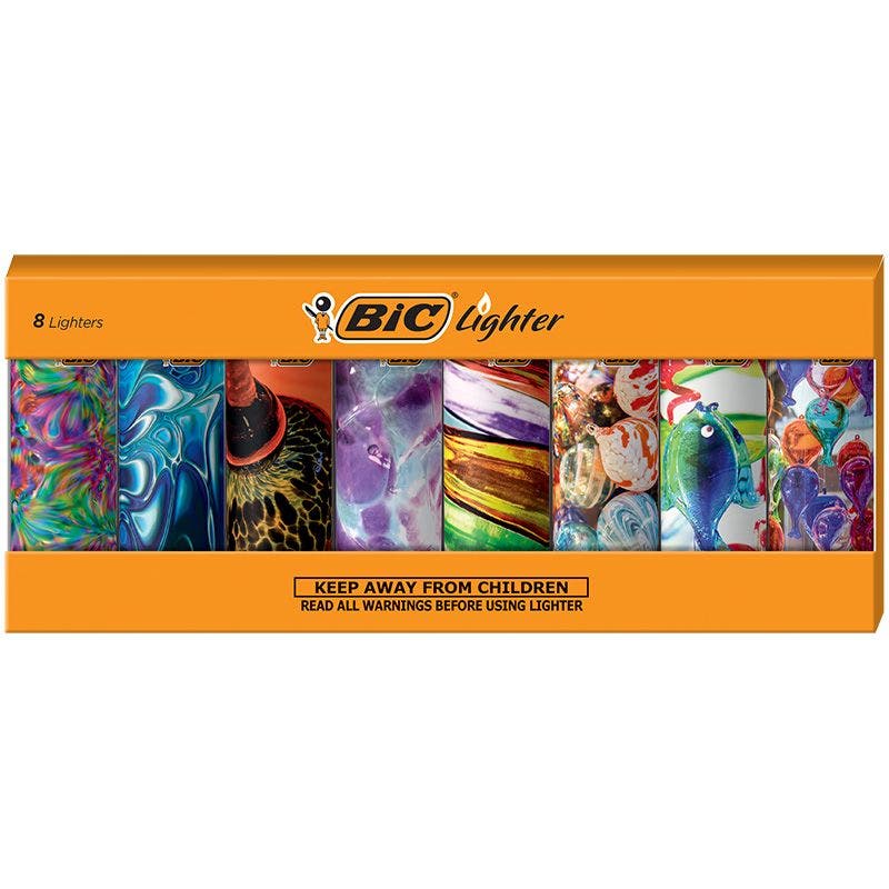 BIC Special Edition Blown Glass Series Lighters, Assorted 8-Pack - BIC
