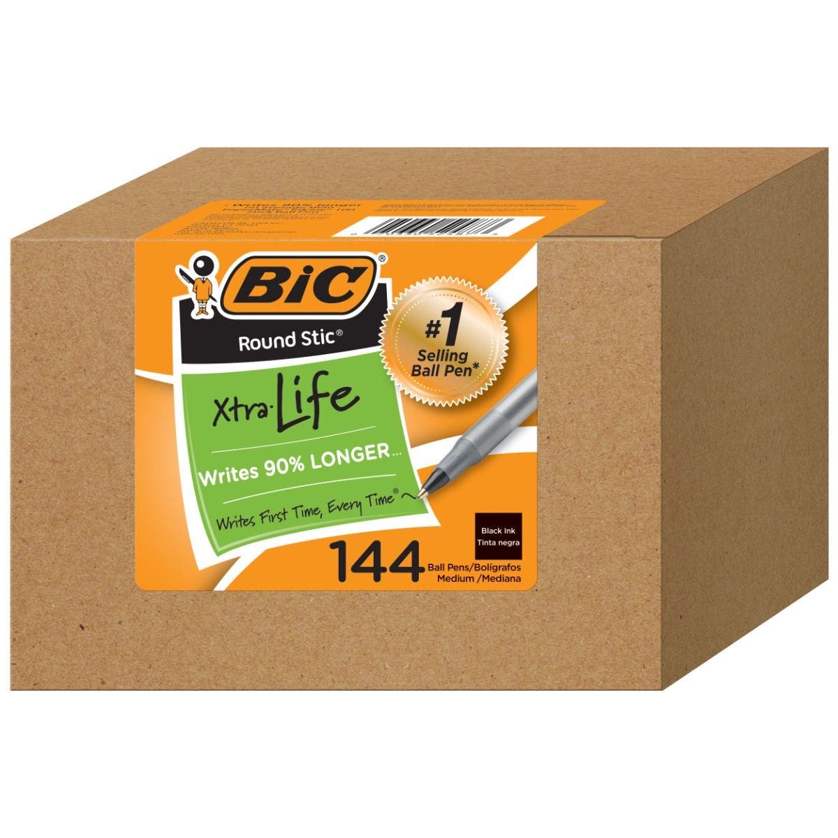 BIC Ronde Stic Xtra Life balpen, medium punt (zwart, blauw