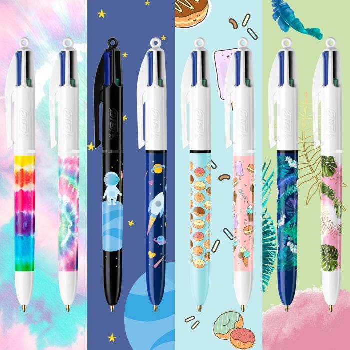 Lot de 3 stylos-bille - 4 Couleurs - Série Tie & Dye - Pointe moyenne 1,0  mm - BIC