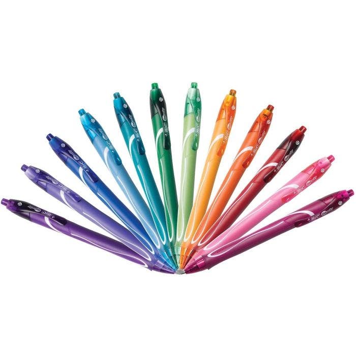 BIC Gel-Ocity Quick Dry Gel Pens, Medium Point (0.7mm) Assorted Colors,  12-Count