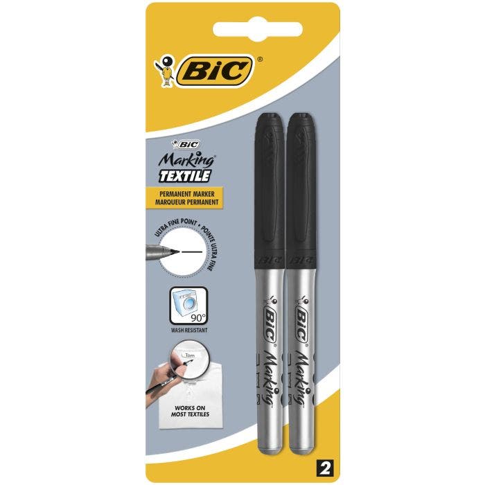 BIC Marking Textile Ultra Fine Permanent Markers - Black, Pack of