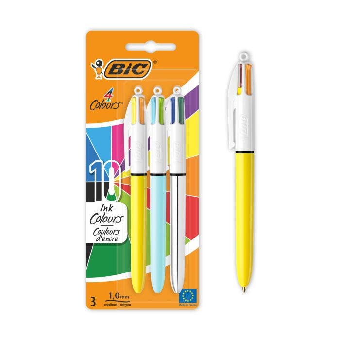 Recharge stylo-bille bic pour bic 4 couleurs écriture moyenne