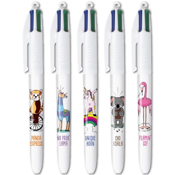 BIC 4 Couleurs Editions limitées - les animaux dingos - Coffret de 5 stylos  BIC