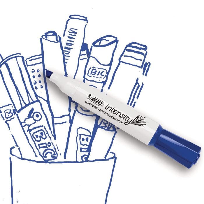 BIC Intensity Low Odor Dry Erase Marker, 12 Pack, Chisel Tip, Assorted  Colors