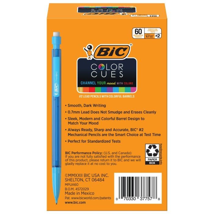 BIC Matic Fun 0.7mm Mechanical Pencils - Assorted Colours, Pouch of 5