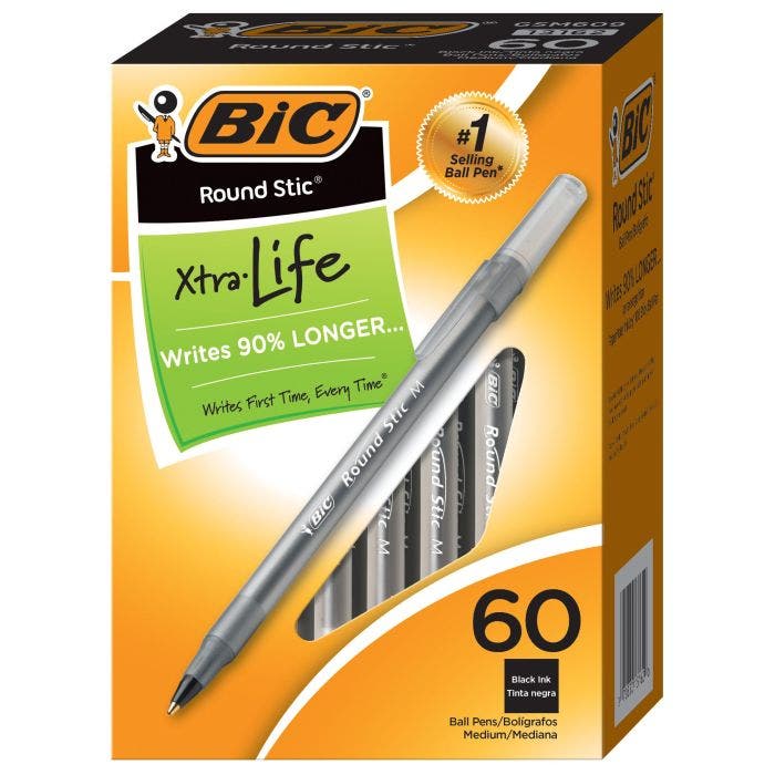 BIC Round Stic Xtra Life Ball Pen Medium Point 