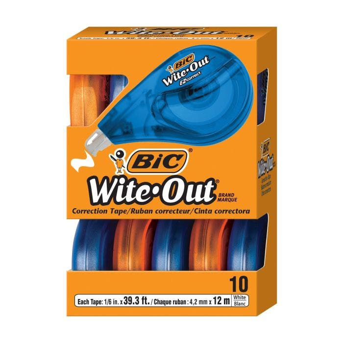White 10-Count 2 Pack BIC Wite-Out Brand EZ Correct Correction Tape 