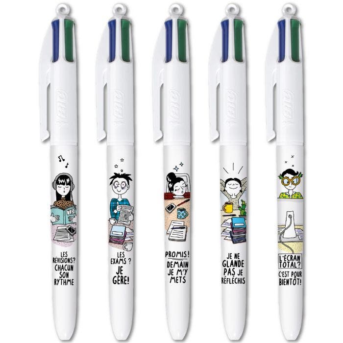 Stylos 4 Couleurs MOTIBACK - Lot De 8, Pointe 1.0 Mm (Noir, Bleu, Rouge, Vert) - 5